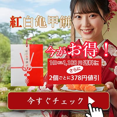 お正月のお雑煮は紅白亀甲餅