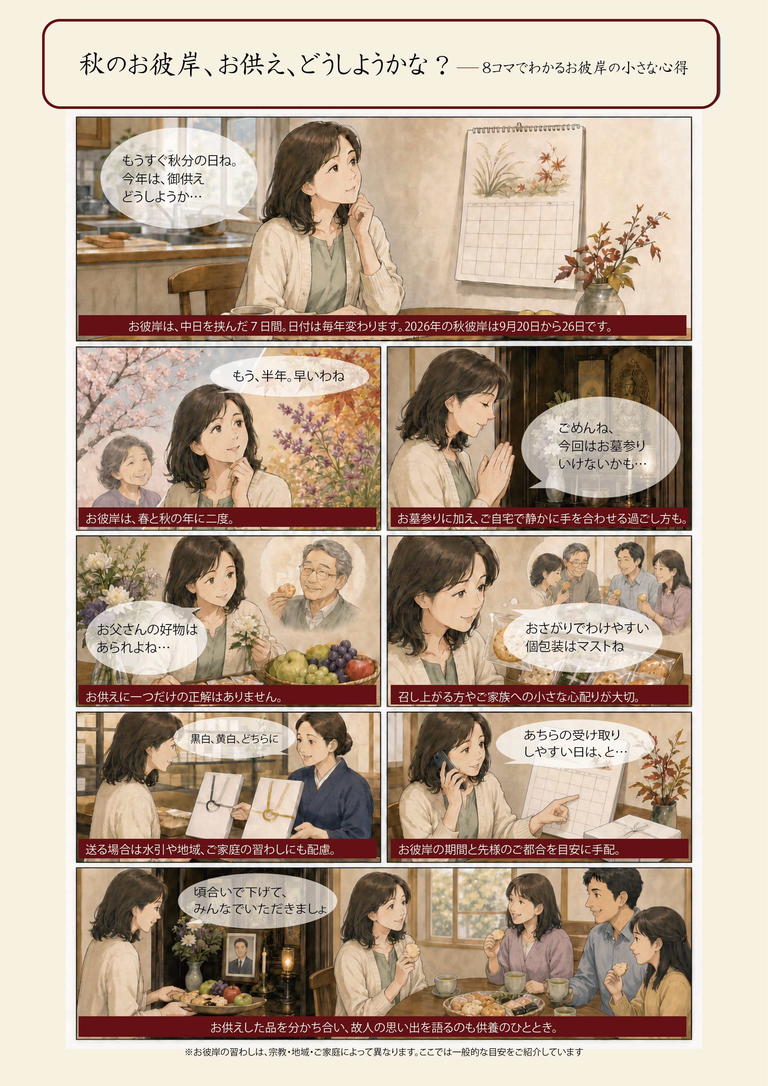 漫画:お彼岸のお供え、何を選ぶ?