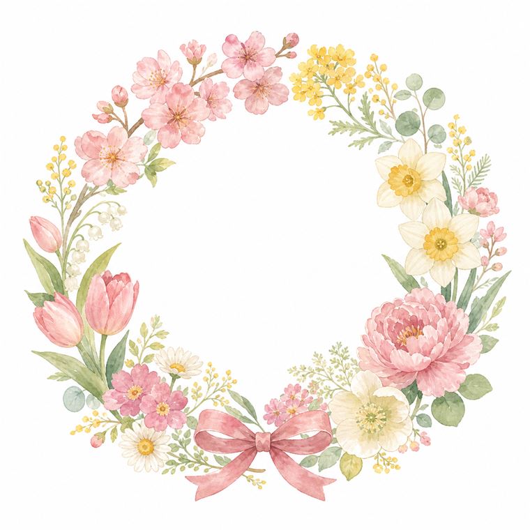花のリースのAIイラストサンプル