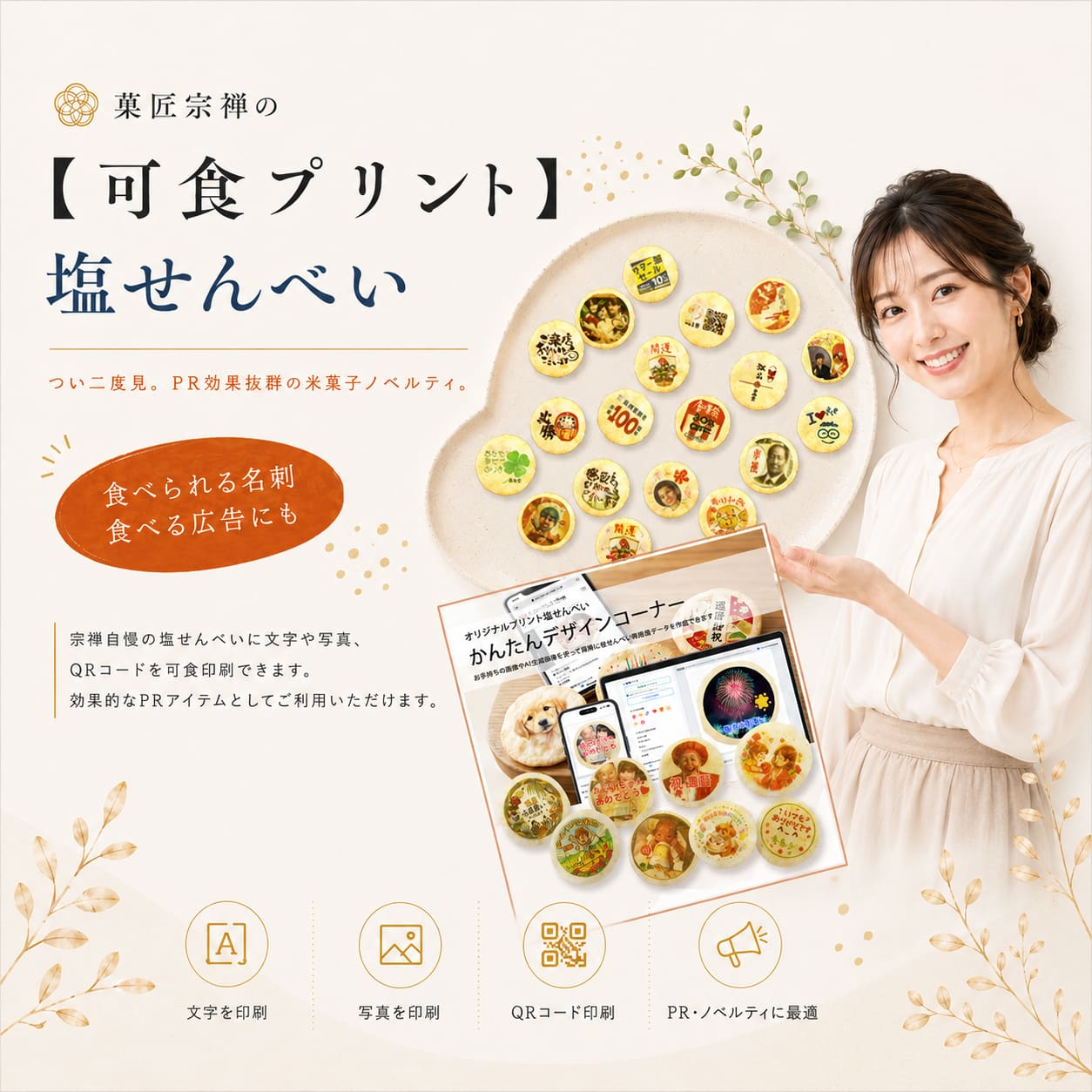 【食べられる広告】誰もがもらって喜ぶ美味しい塩せんべいで効果的な広告宣伝